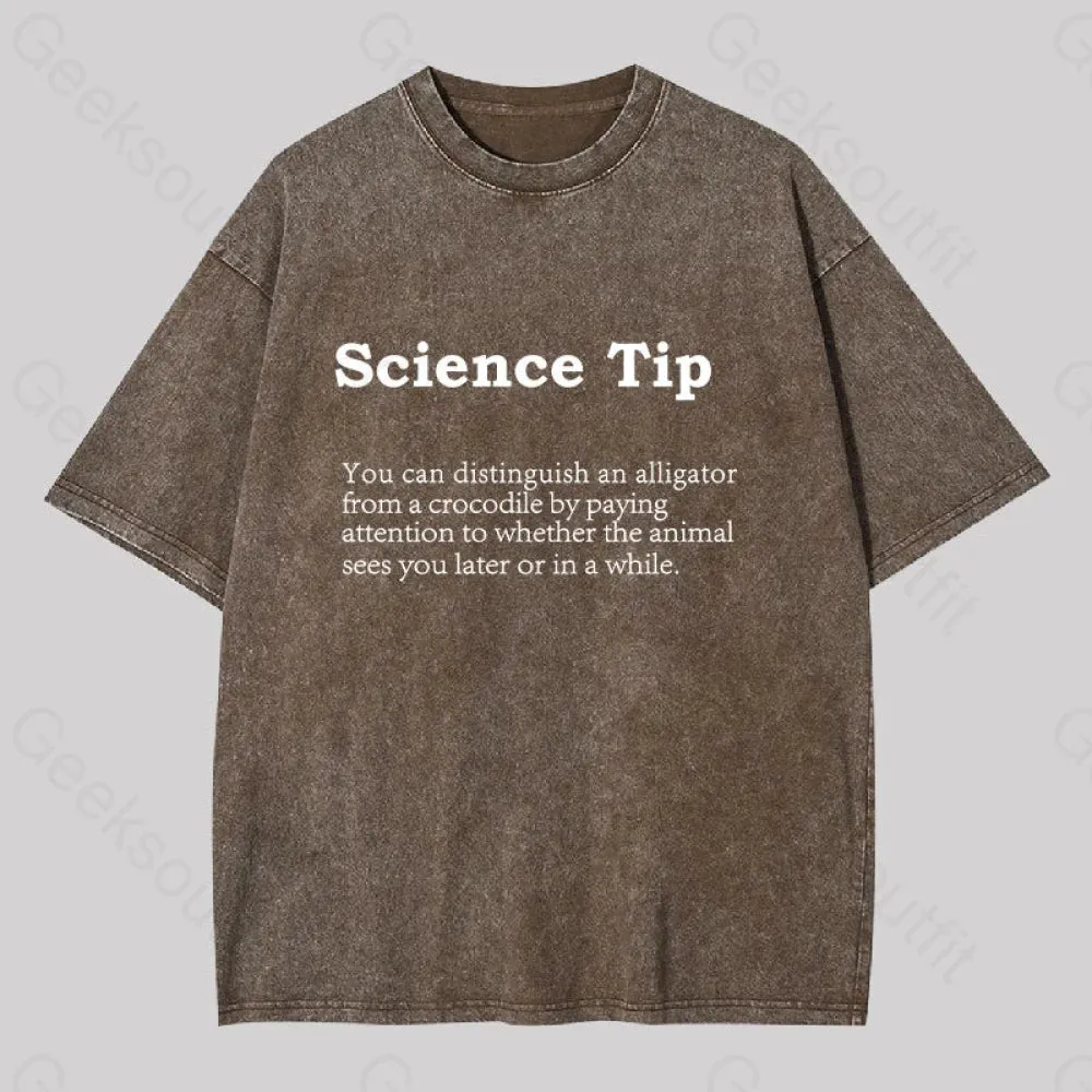 Crocodile Alligator Funny Science tip Washed T-shirt - Image 5