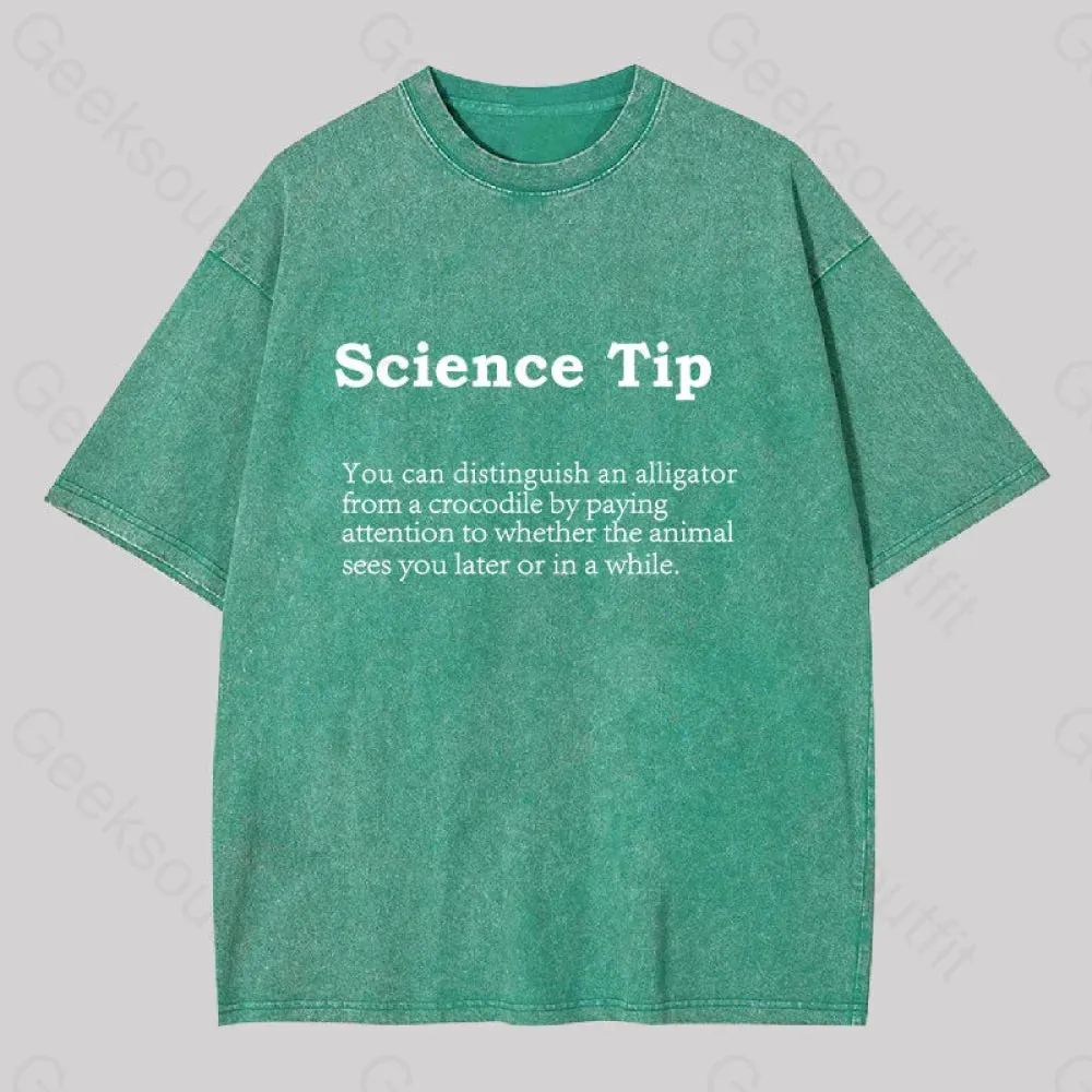 Crocodile Alligator Funny Science tip Washed T-shirt - Image 3