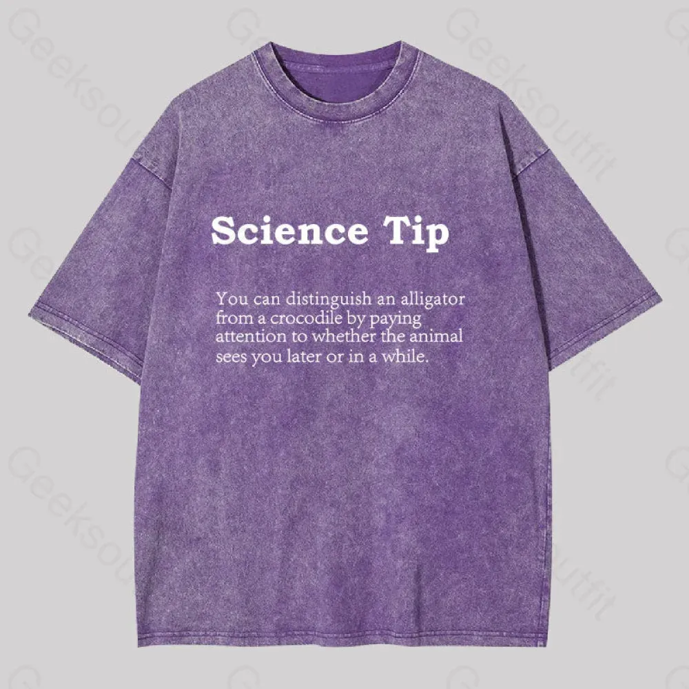 Crocodile Alligator Funny Science tip Washed T-shirt - Image 6
