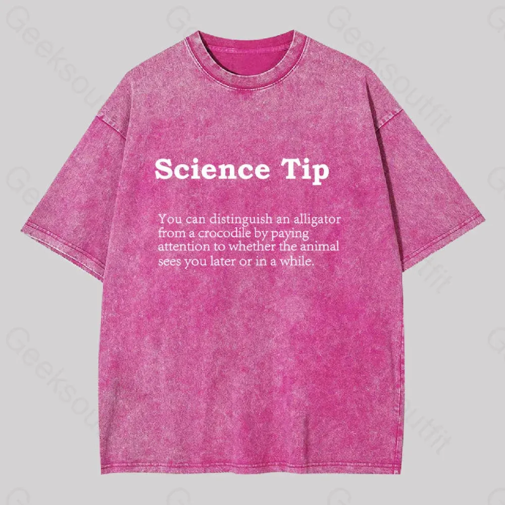 Crocodile Alligator Funny Science tip Washed T-shirt - Image 7