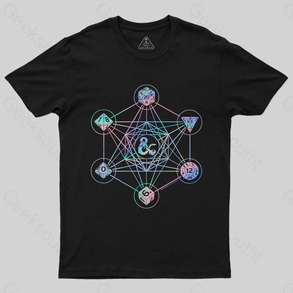 Scifi Holographic Geometric Dice T-Shirt