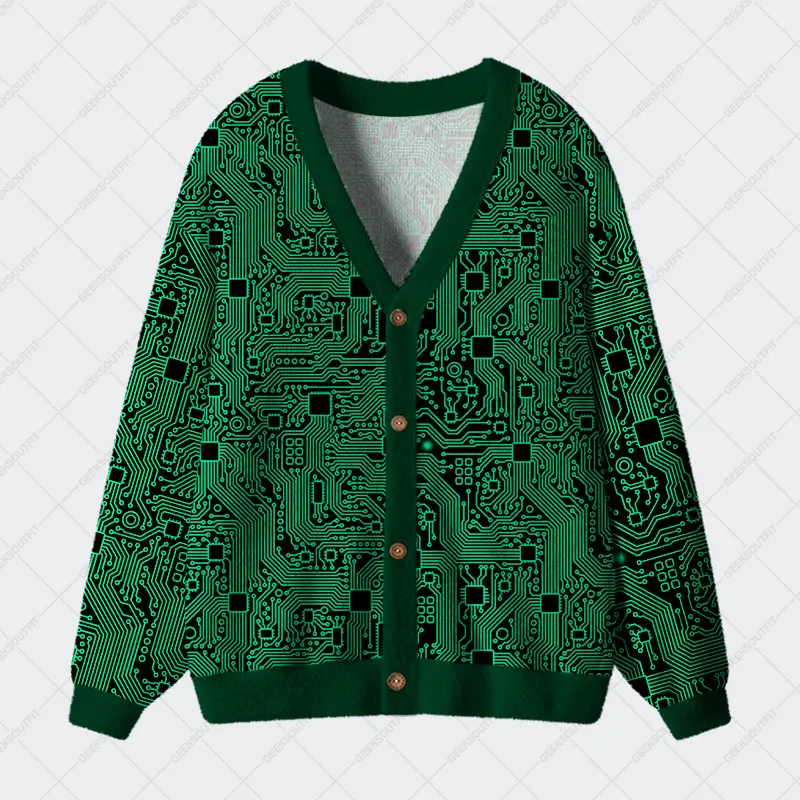 Computer Circuit Board Geek Ugly Cardigan Sweaters