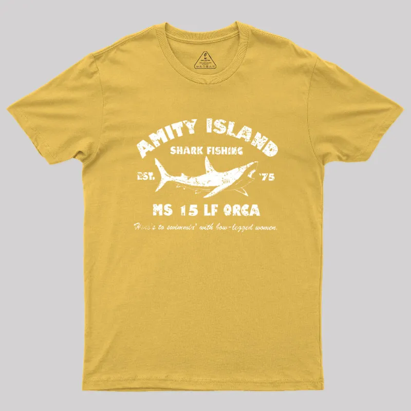 Amity Island Shark Fishing Est 1975 Geek T-Shirt - Image 7