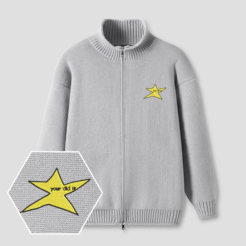 Alternative view of Your Did It Star Embroidered Full‑Zip Cardigan