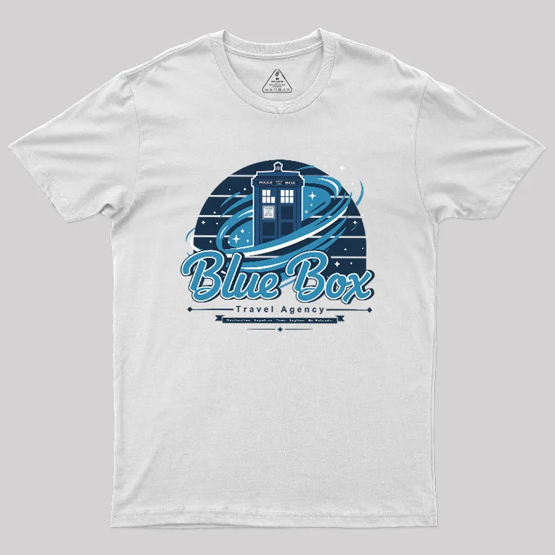 Blue Box Travel Agency Geek T-Shirt - Image 10