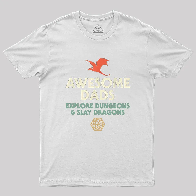 Awesome Dads Explore Dungeons and Slay Dragons Geek T-Shirt - Image 10