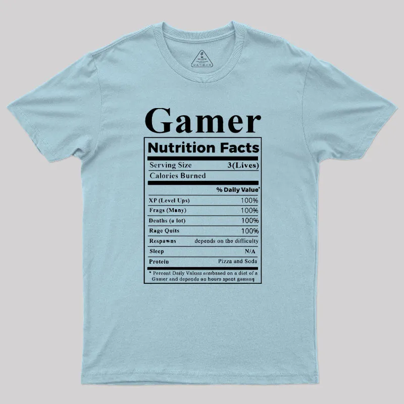 Gamer Nutrition Facts Geek T-Shirt - Image 10