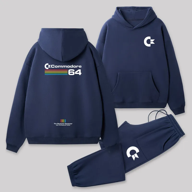 Alternative view of Commodore 64 White Front and Back Printed Geek Fleece Hoodie Set