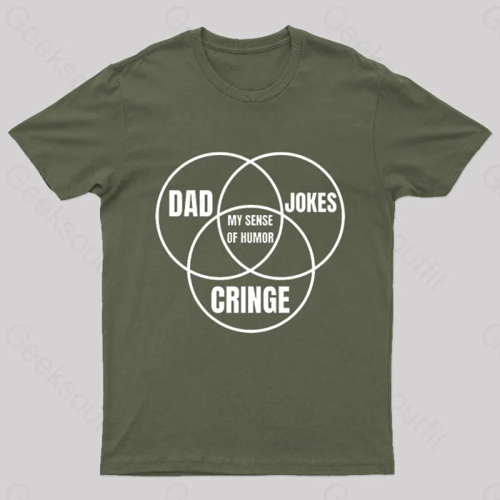 Dad Jokes Cringe My Sense of Humor Nerd T-Shirt - Image 2