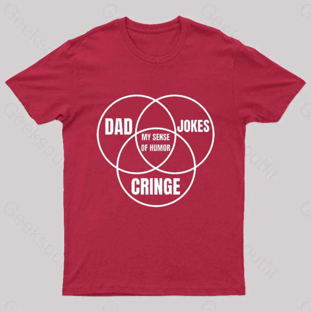 Dad Jokes Cringe My Sense of Humor Nerd T-Shirt - Image 4