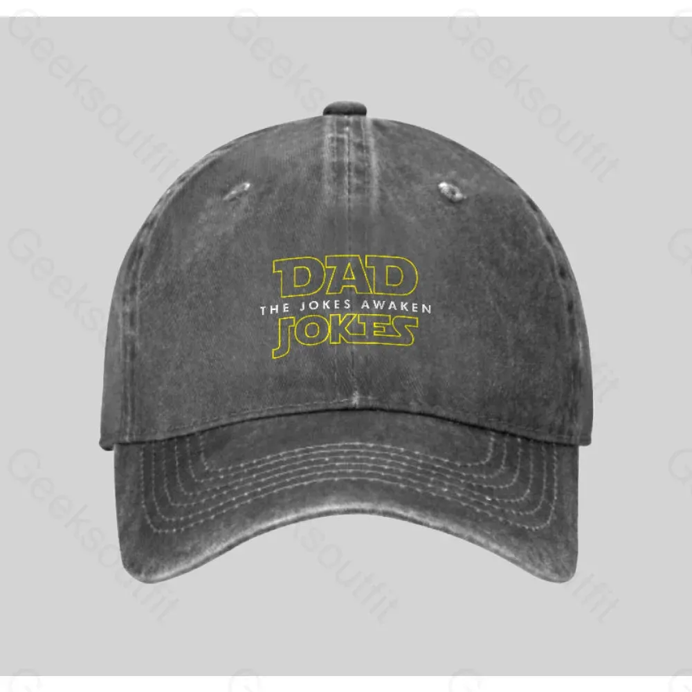 Dad Jokes The Jokes Awaken Washed Vintage Baseball Cap - Image 2