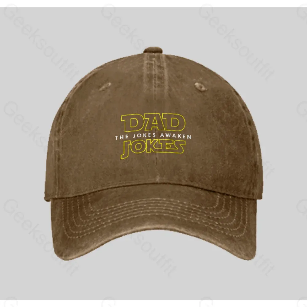Dad Jokes The Jokes Awaken Washed Vintage Baseball Cap - Image 5