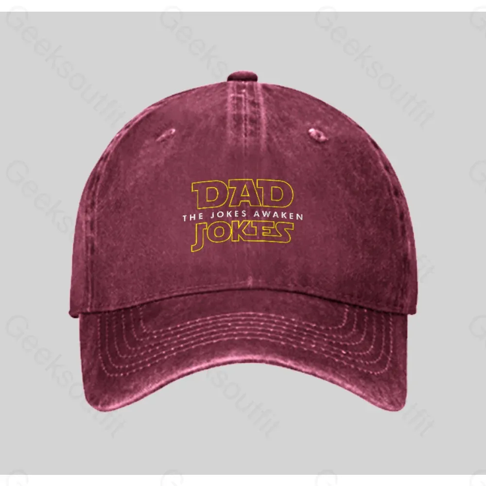 Dad Jokes The Jokes Awaken Washed Vintage Baseball Cap - Image 3