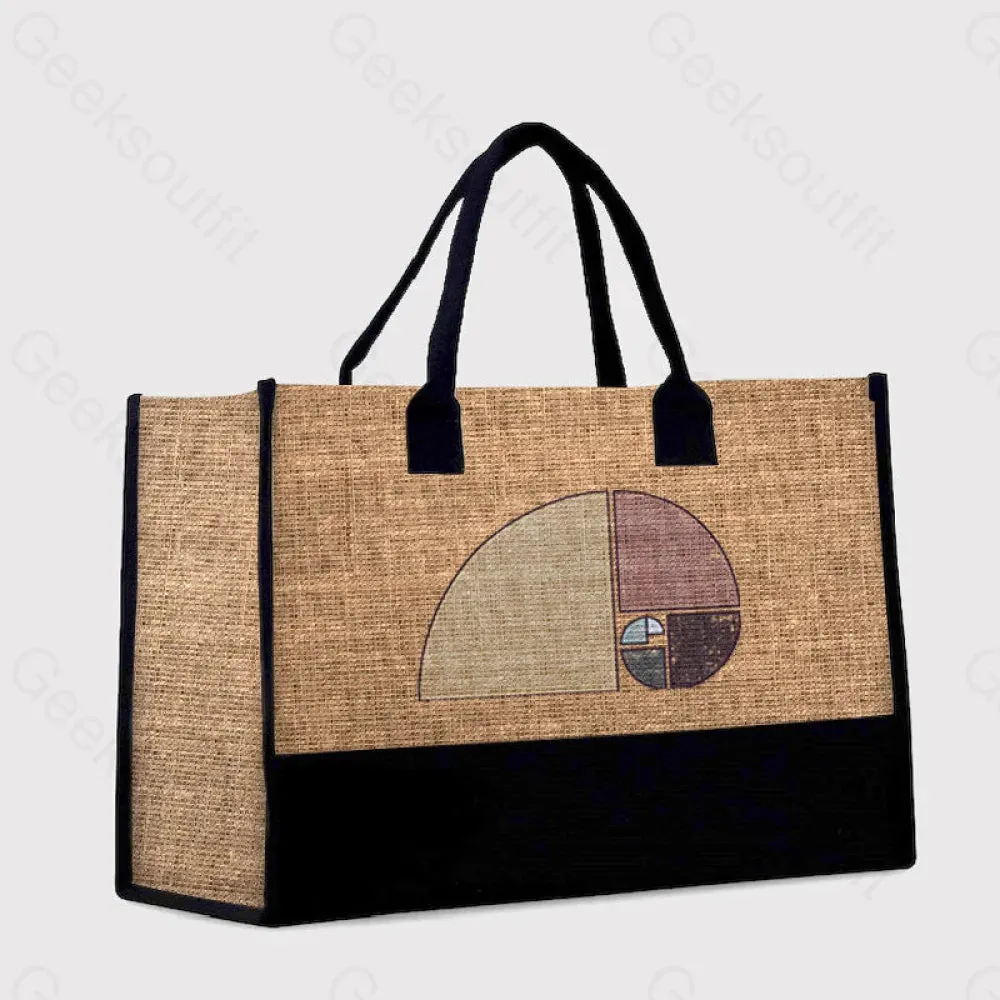 Distressed Geometric Fibonacci Spiral Cotton Tote Bag - Image 2
