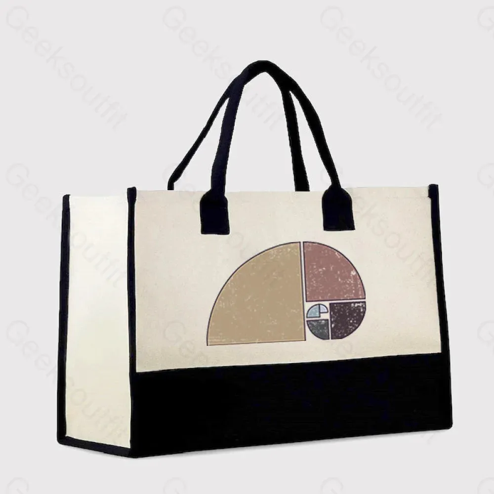 Distressed Geometric Fibonacci Spiral Cotton Tote Bag