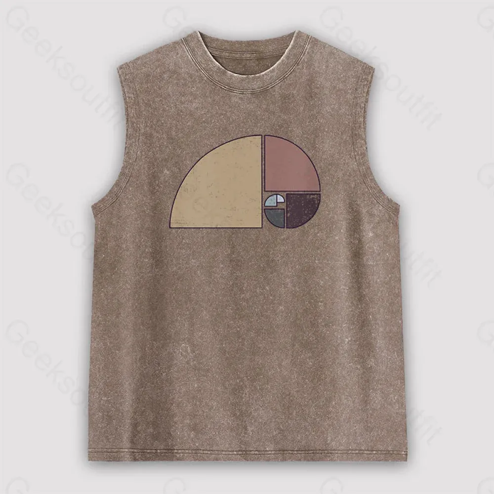 Distressed Geometric Fibonacci Spiral Unisex Washed Tank - Image 4