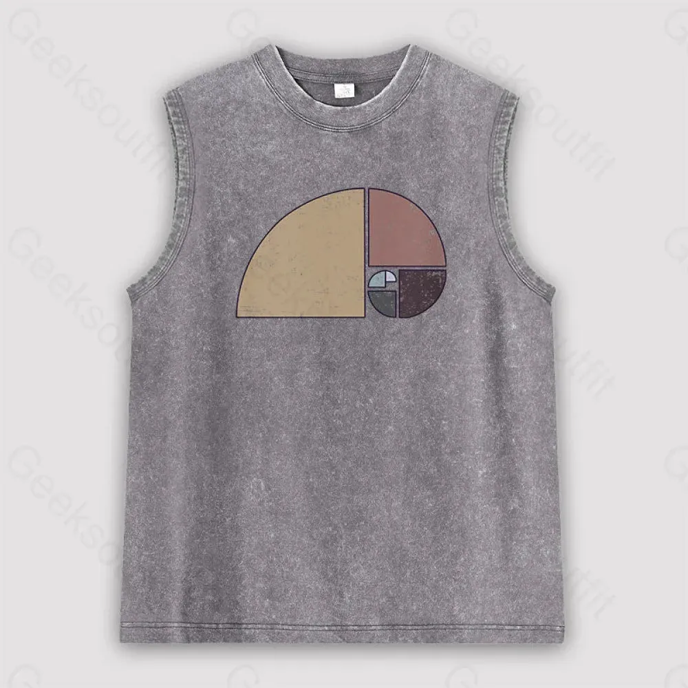 Distressed Geometric Fibonacci Spiral Unisex Washed Tank - Image 3