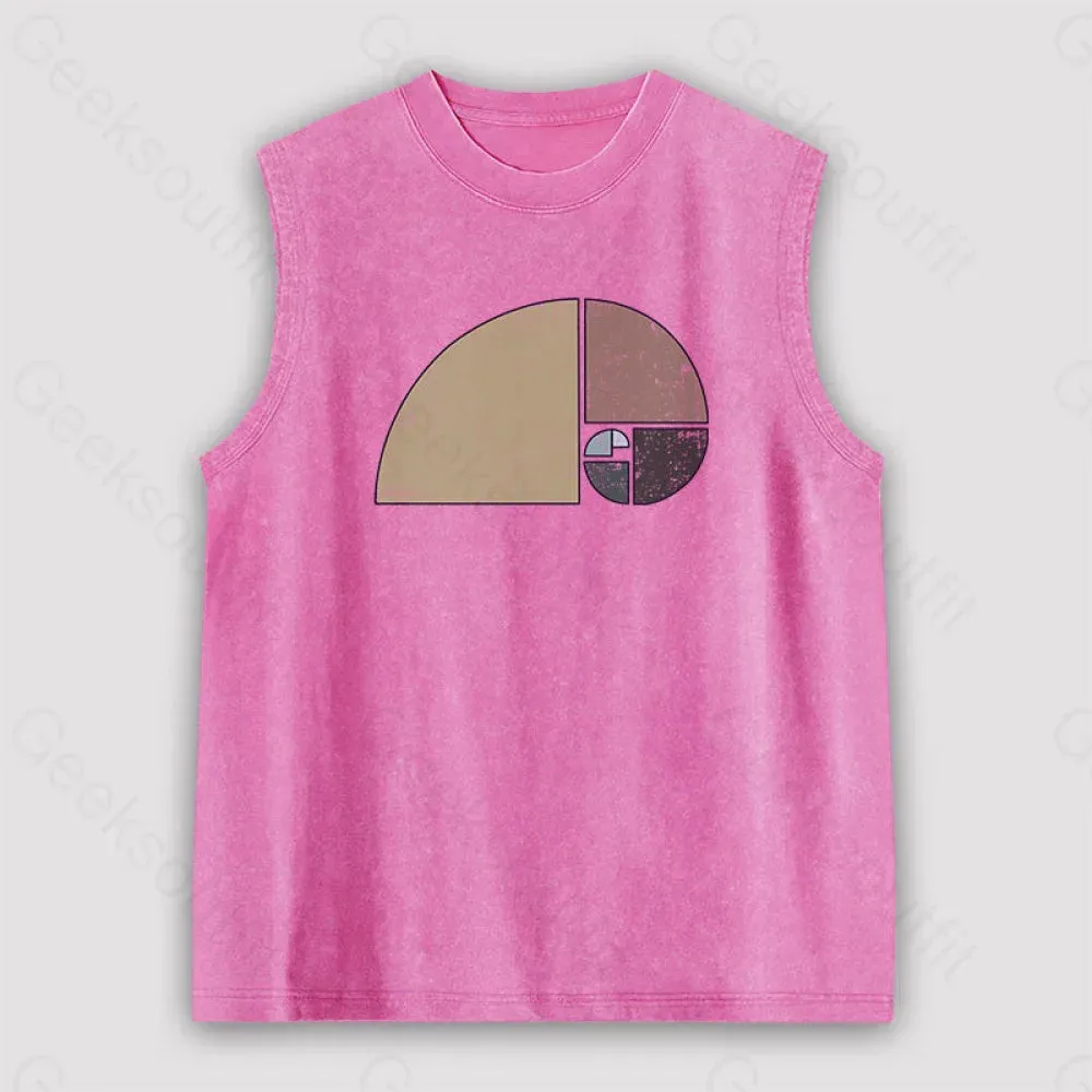 Distressed Geometric Fibonacci Spiral Unisex Washed Tank - Image 5