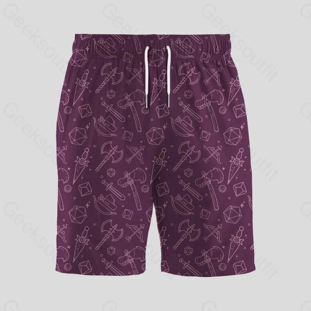 Alternative view of DND Medieval Weapons Wine Red Geeky Drawstring Shorts