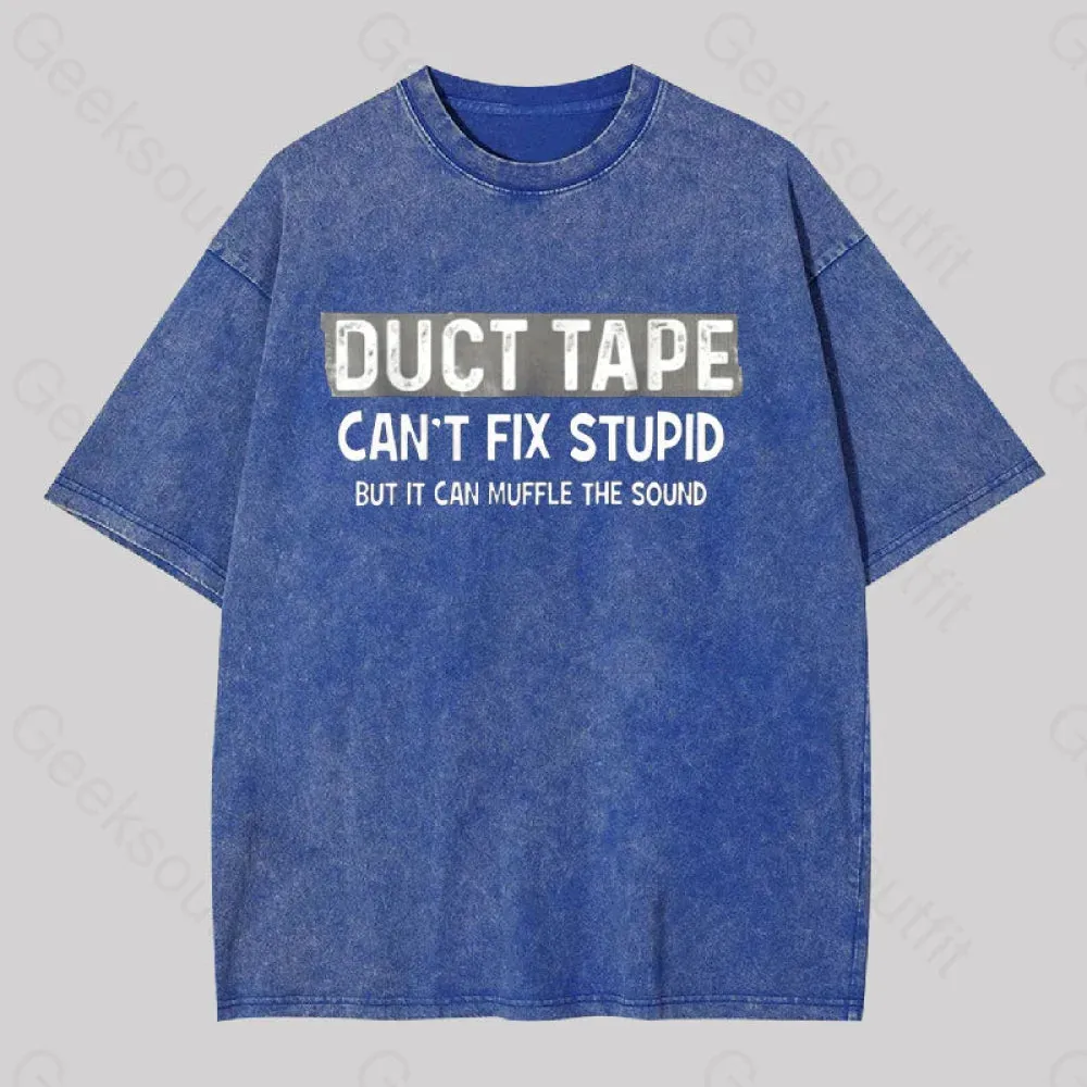 Duct Tape Muffle Stupid Sound Geek Washed T-shirt - Image 2