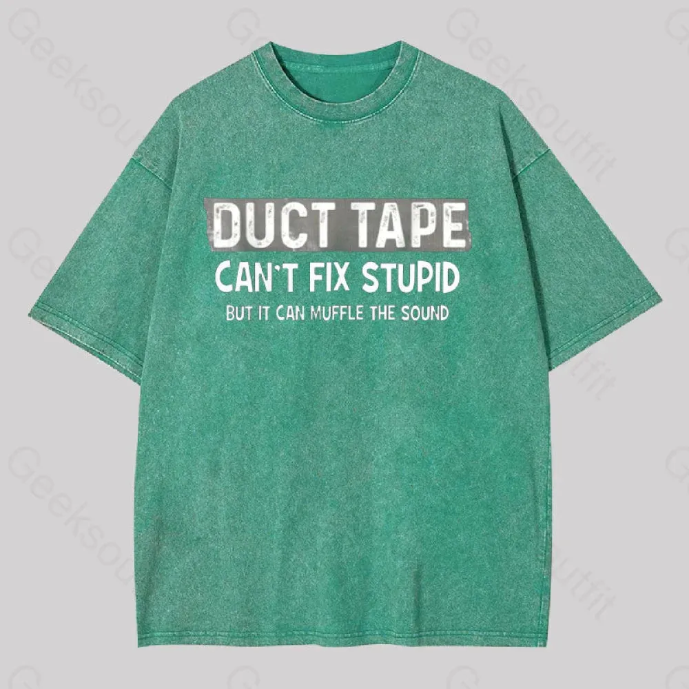 Duct Tape Muffle Stupid Sound Geek Washed T-shirt - Image 3