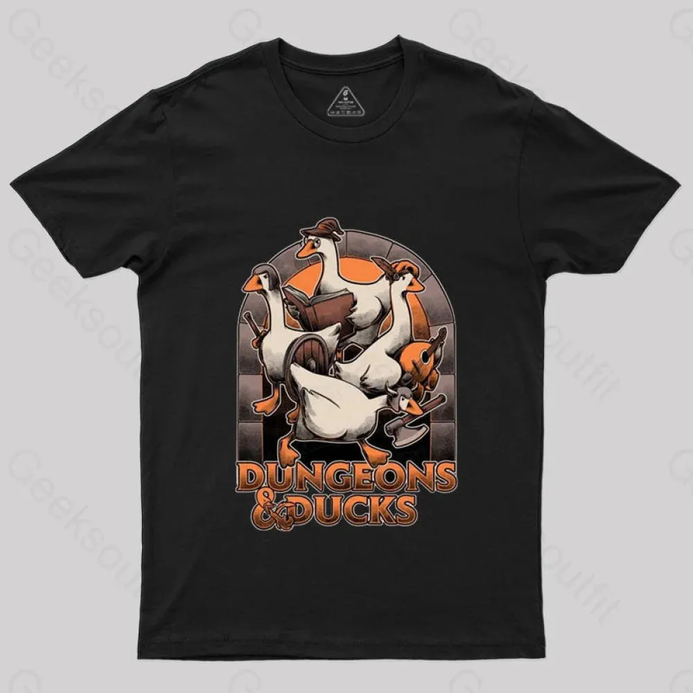 Alternative view of Dungeons & Ducks Nerd T-Shirt