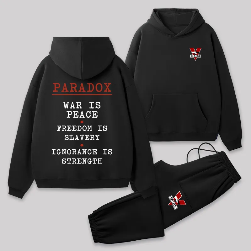 INGSOC Front and Back Printed Geek Fleece Hoodie Set