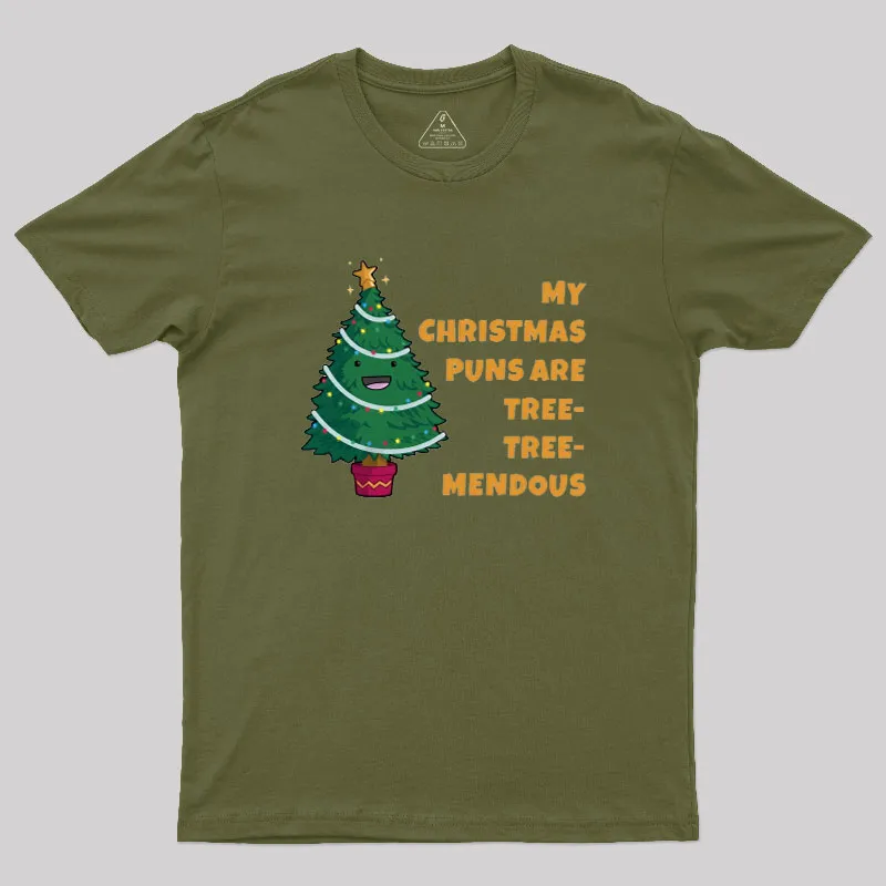 Tree-Mendous Christmas Pun Geek T-Shirt - Image 3