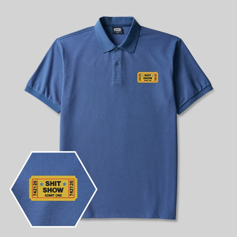 Alternative view of Shit Show Geek Embroidered Polo Shirts