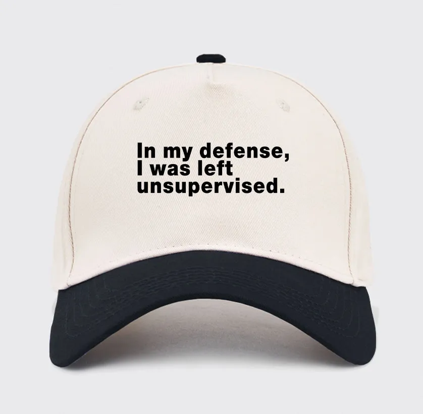 In my defense I was left unsupervised Washed Vintage Baseball Cap - Image 7