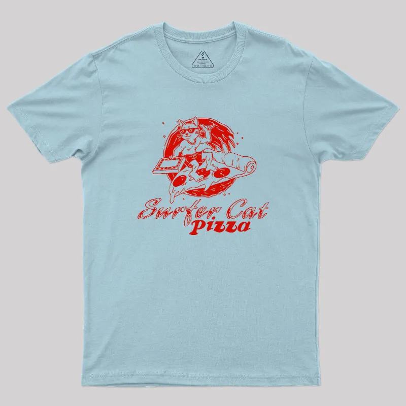 SURFER CAT PIZZA Geek T-Shirt - Image 5