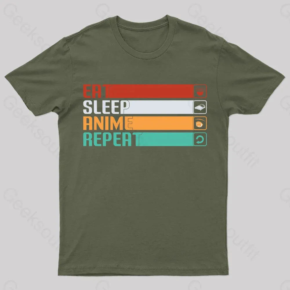 Eat Sleep Anime Repeat Nerd T-Shirt - Image 3