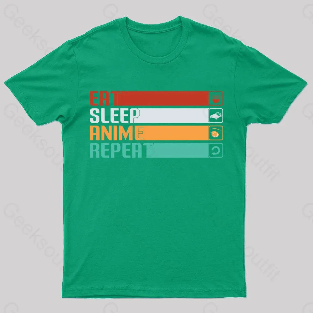 Eat Sleep Anime Repeat Nerd T-Shirt - Image 4