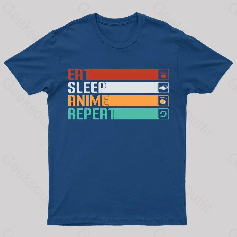 Eat Sleep Anime Repeat Nerd T-Shirt - Image 2