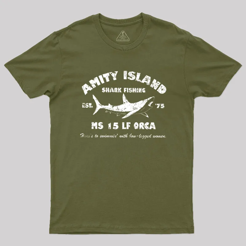 Amity Island Shark Fishing Est 1975 Geek T-Shirt - Image 3