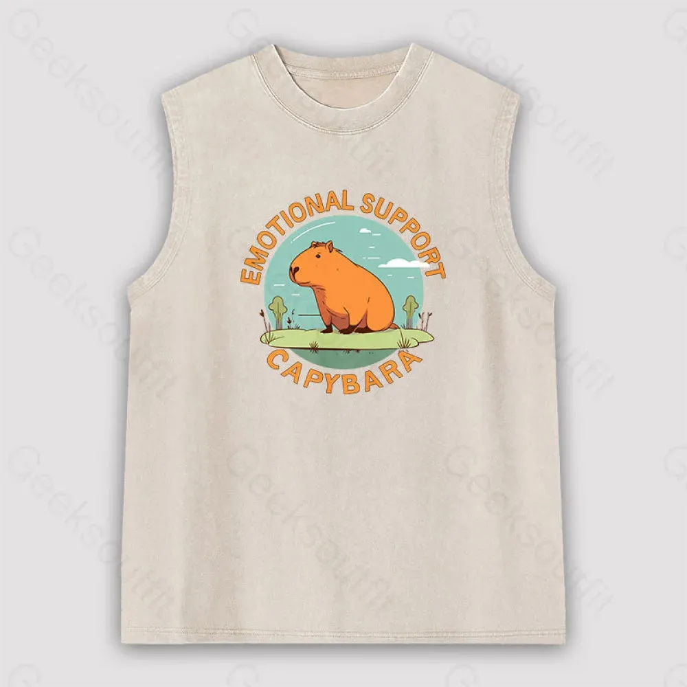 Emotional Support Capybara Unisex Washed Tank