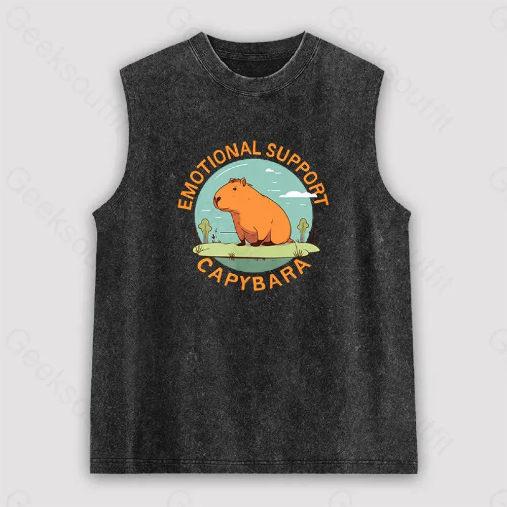 Emotional Support Capybara Unisex Washed Tank - Image 2