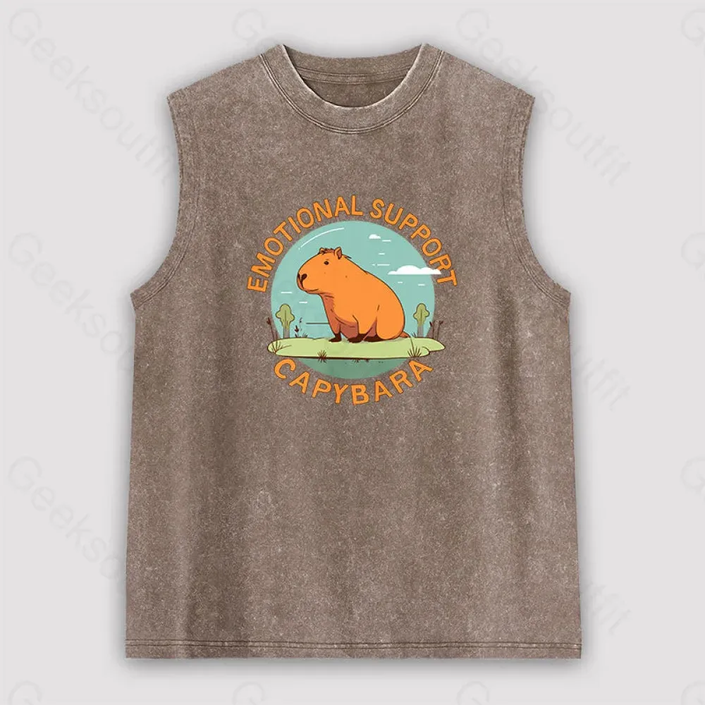 Emotional Support Capybara Unisex Washed Tank - Image 4