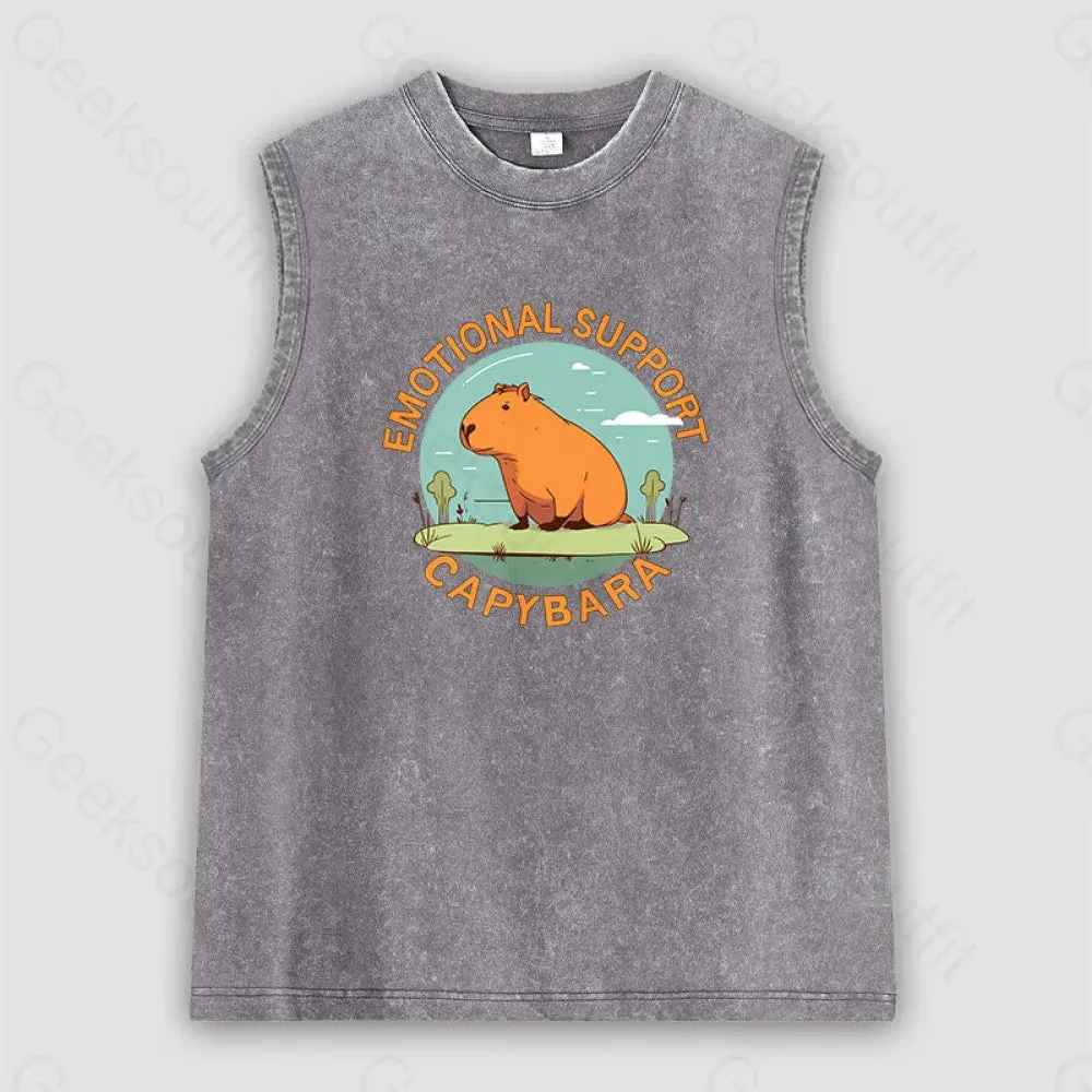 Emotional Support Capybara Unisex Washed Tank - Image 3