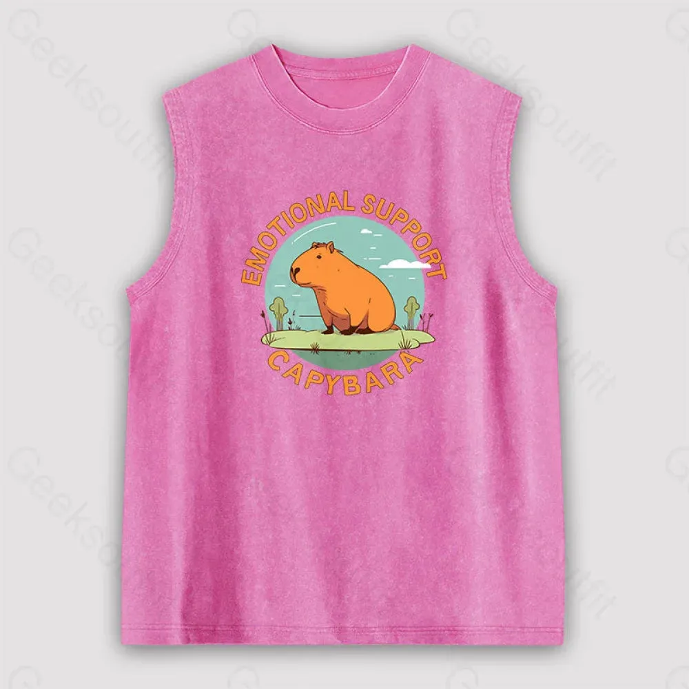 Emotional Support Capybara Unisex Washed Tank - Image 5