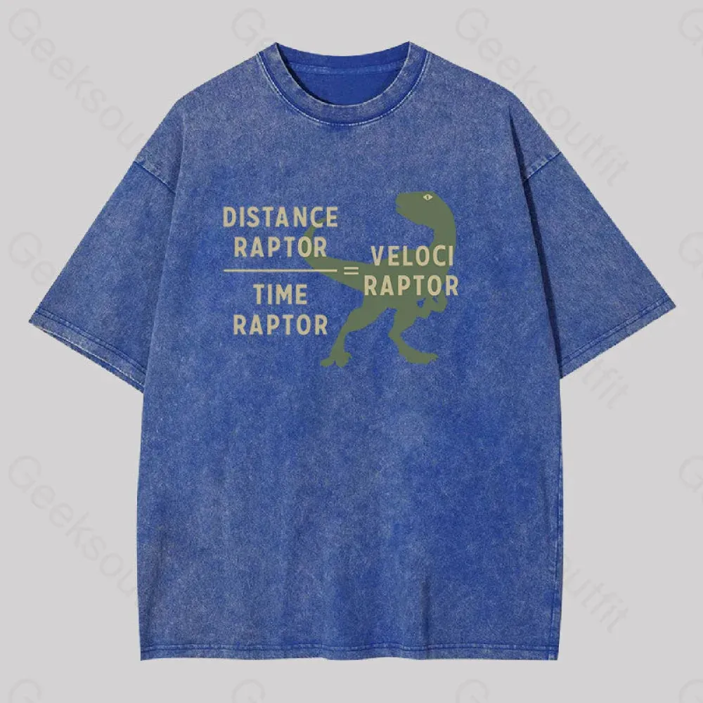 Equations Of Motion Science Velociraptor Washed T-Shirt - Image 2