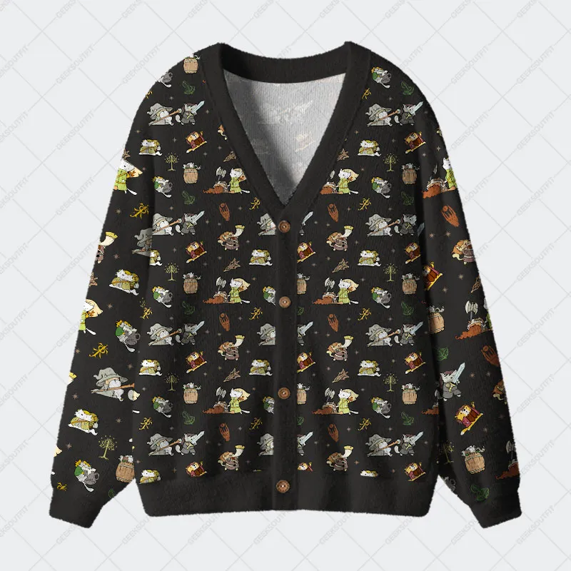 Cat Ring Lord Geek Ugly Cardigan Sweaters