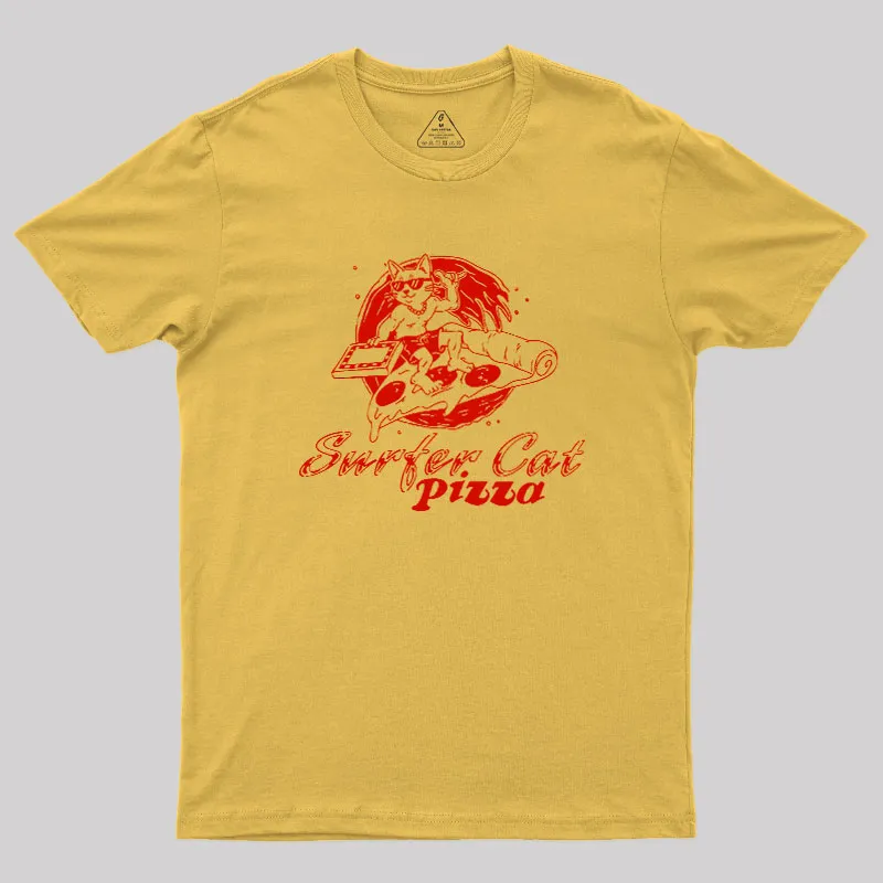 SURFER CAT PIZZA Geek T-Shirt