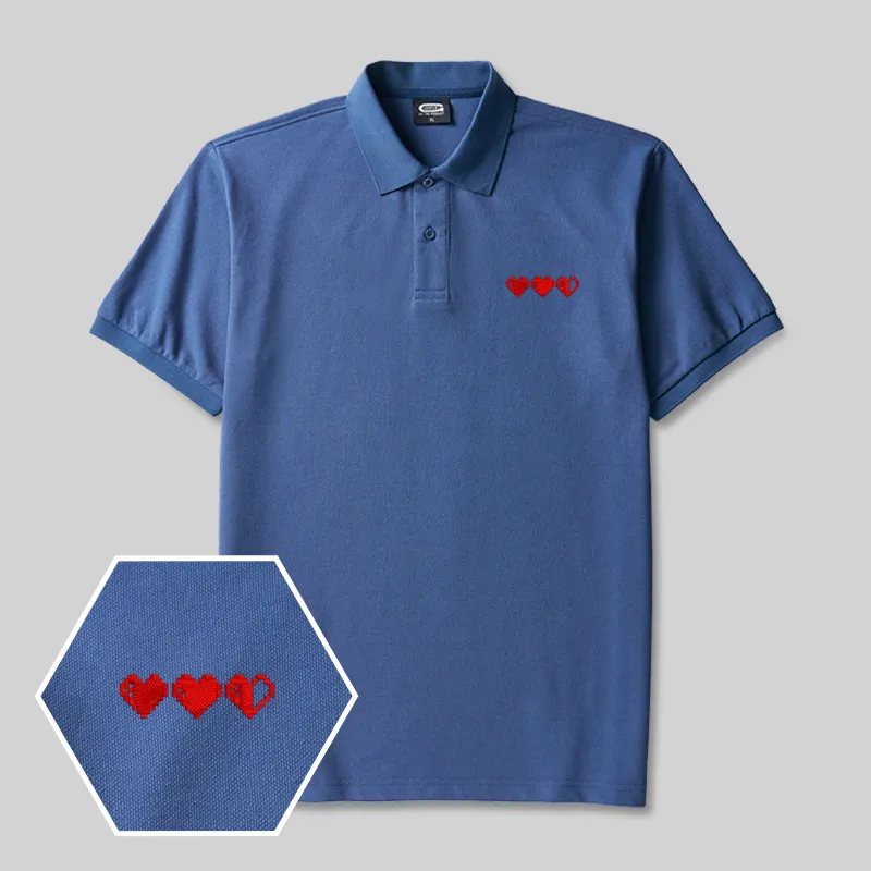 Pixel Hearts Geek Embroidered Polo Shirts - Image 3