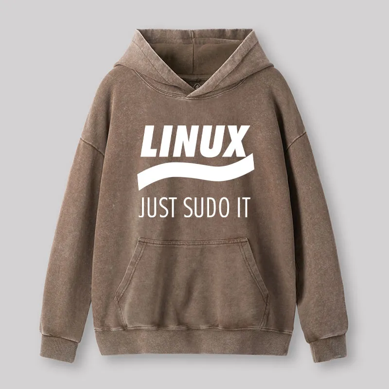 Alternative view of Linux Just Sudo It Geek Washed Hoodie