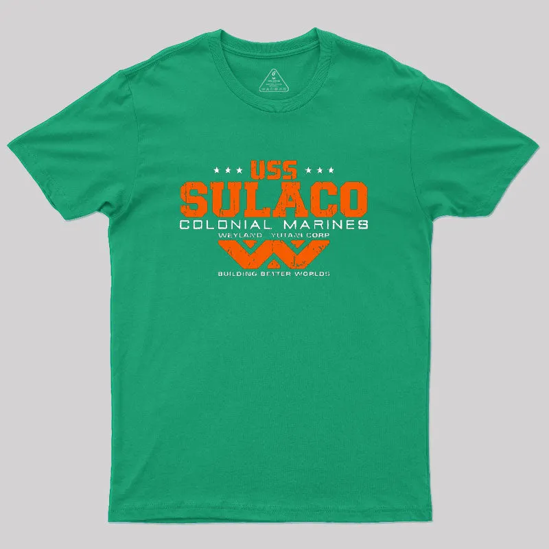 USS SULACO Weyland Corp Geek T-Shirt - Image 7