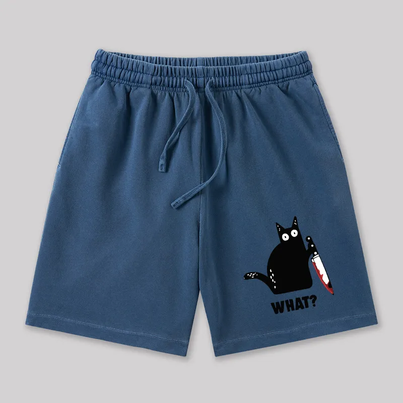 What Funny Cat Geeky Washed Shorts - Image 4