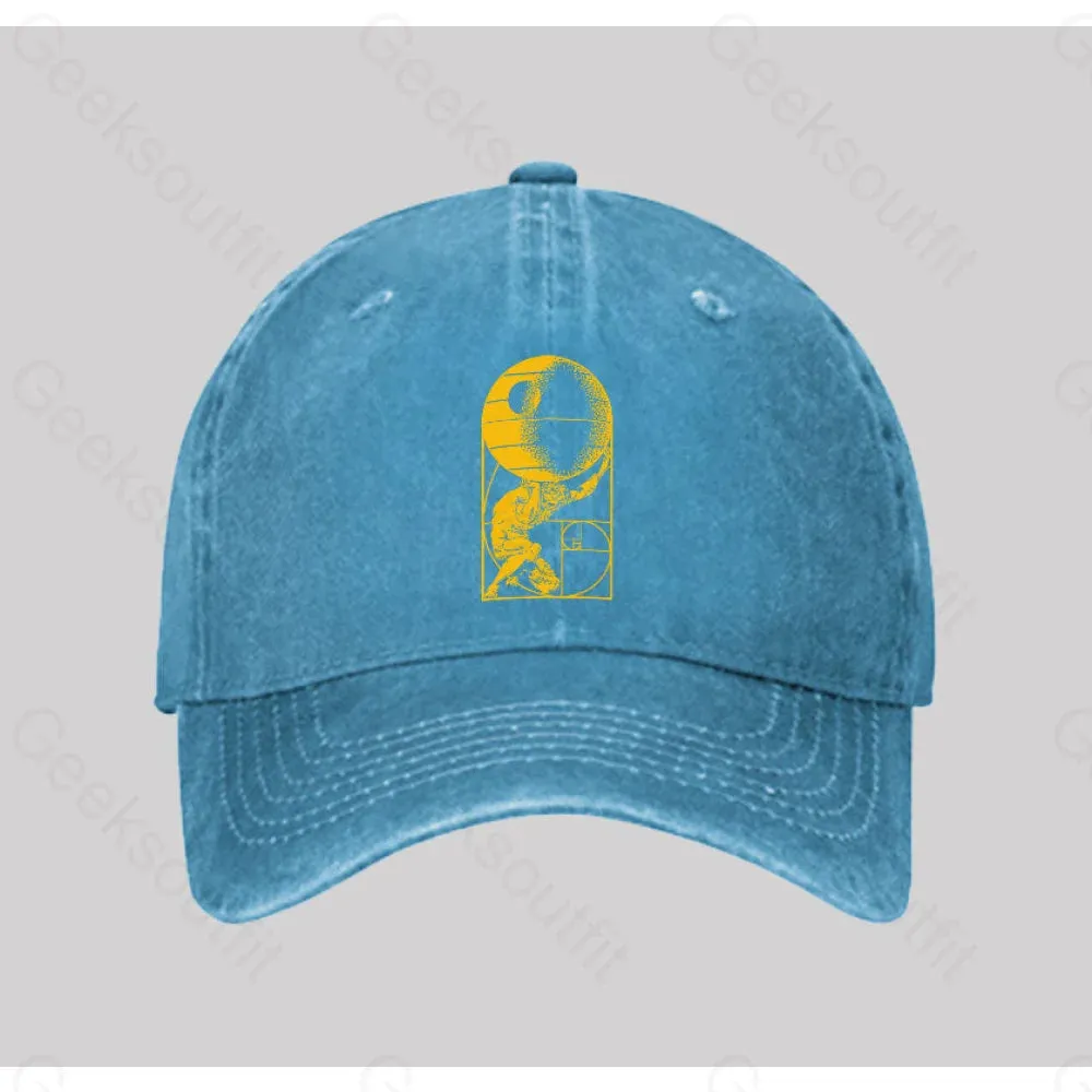 Fibonacci Death Star Washed Vintage Baseball Cap - Image 4