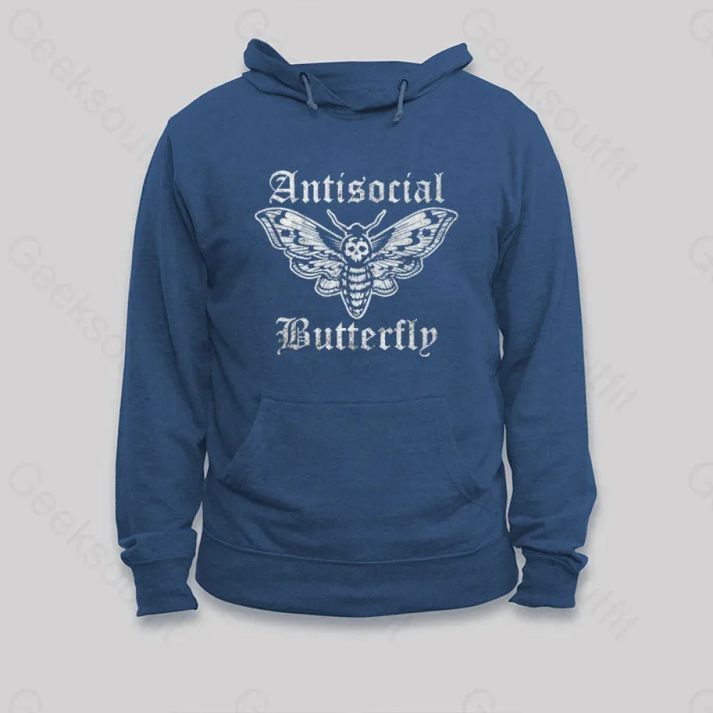 Alternative view of Funny Antisocial Butterfly Hoodie