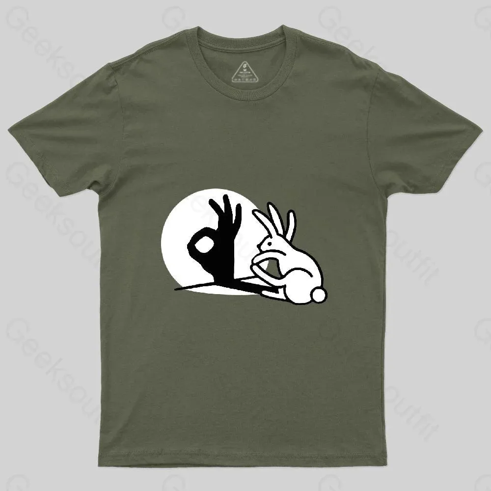 Funny Bunny OK Hand Shadow T-Shirt - Image 3